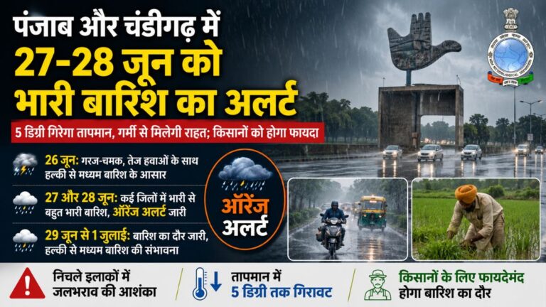 Punjab Weather: चंडीगढ़ समेत पूरे पंजाब में अगले दो दिन बारिश के लिए ऑरेंज अलर्ट जारी, गर्मी से राहत मिलेगी