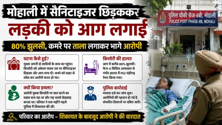 Mohali Breaking: मोहाली में घर में घुसकर किशोरी को सैनिटाइजर छिड़ककर आग लगाई, बाहर से ताला लगाकर भागा आरोपी, 80% झुलसी