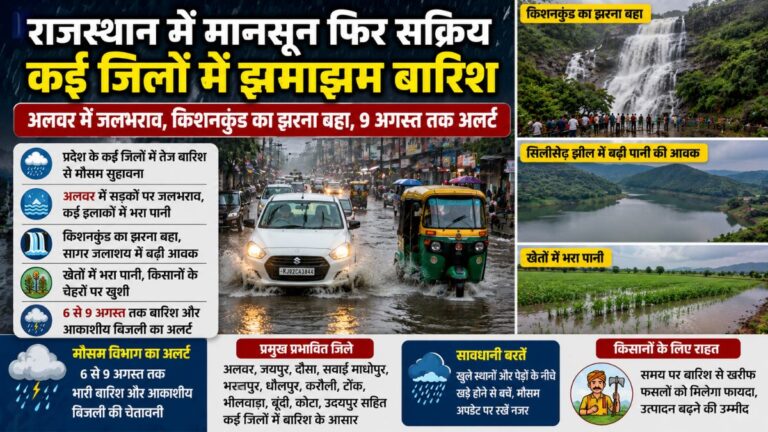 Rajasthan Weather: राजस्थान में मानसून तेज, कई जिलों में झमाझम बारिश, अलवर की सड़कें जलमग्न
