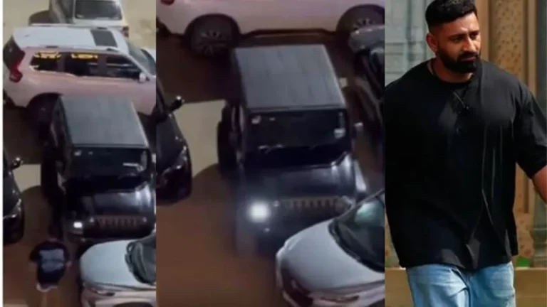 Rajat Dalal Thar viral: रजत दलाल पार्किंग से गाड़ी निकालने के लिए थार से कार को मारी टक्कर