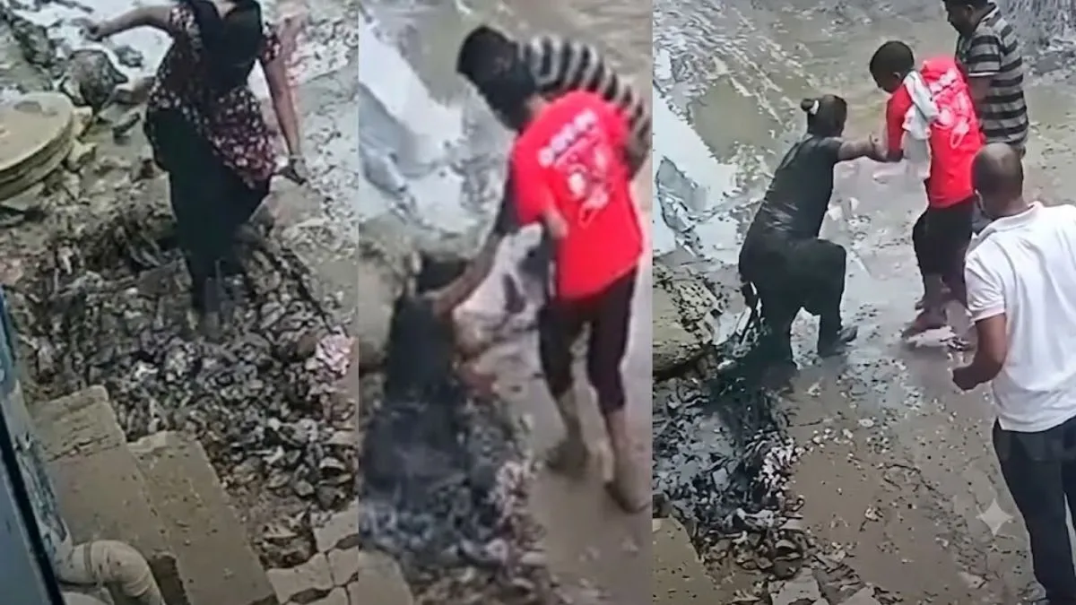 Panipat News: पानीपत में टूटे नाले में समाई महिला, सीसीटीवी में कैद हुआ दिल दहला देने वाला हादसा