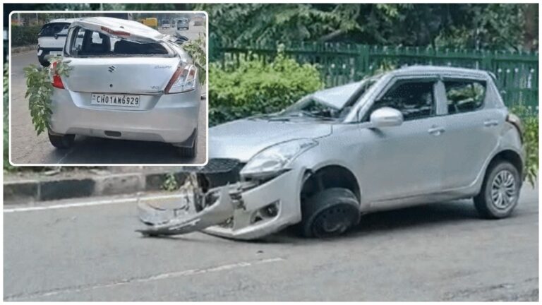 Chandigarh News: चंडीगढ़ में ड्राइविंग टेस्ट देने जा रही कार पलटी, युवक घायल, दो-तीन बार पलटी फिर रेलिंग से टकराकर रुकी