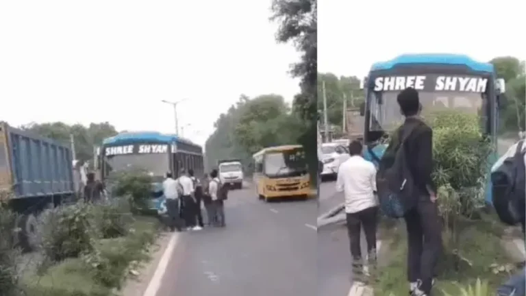 Gurugram News: रफ्तार का कहर, फरीदाबाद जा रही निजी बस पलटने से बची, यात्रियों में मची चीख-पुकार