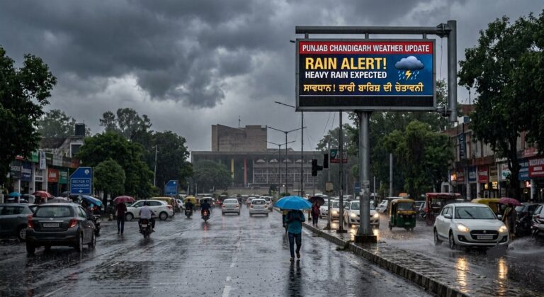 Punjab Chandigarh Weather Update : चंडीगढ़ समेत पंजाब के 22 जिलों में बारिश के आसार, पठानकोट-मोहाली में अलर्ट