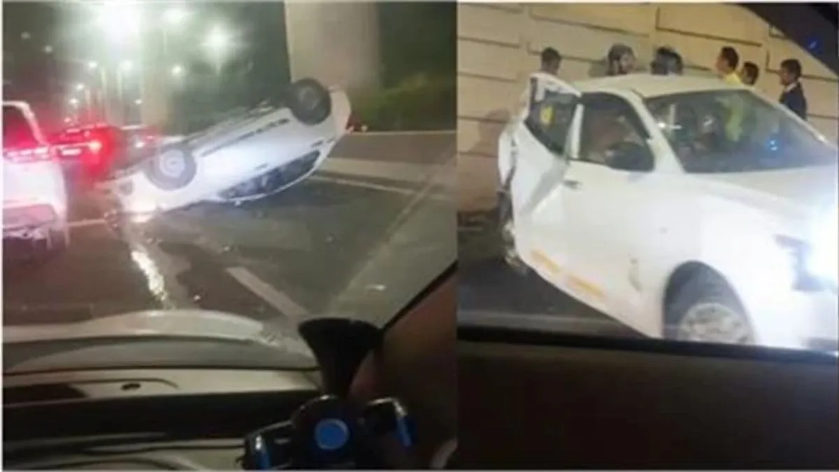 Gurugram Accident: गुरुग्राम के गोल्फ कोर्स रोड पर देर रात बड़ा हादसा, 4 गाड़ियां भिड़ीं, सड़क पर पलटी कैब