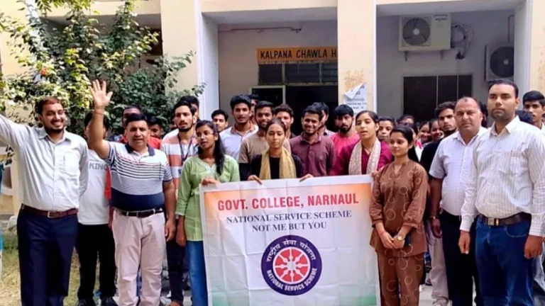 Narnaul City News: राजकीय महाविद्यालय नारनौल में एनएसएस द्वारा ‘सेवा संकल्प अभियान’ के तहत साइबर सुरक्षा पर विशेष व्याख्यान आयोजित