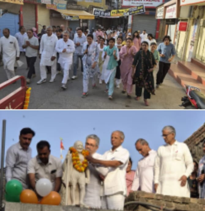 Narnaul: राष्ट्रपिता महात्मा गांधी की जयंती पर गूंजा स्वदेशी और स्वराज का संदेश