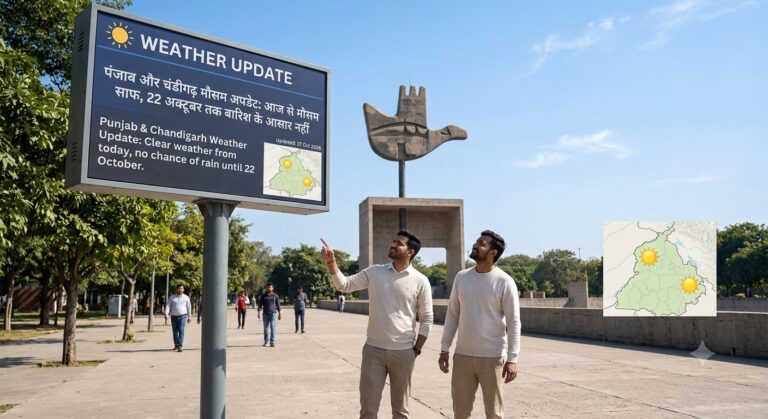 Punjab Chandigarh Weather Update : पंजाब और चंडीगढ़ में आज से साफ रहेगा मौसम, 22 अक्टूबर तक बारिश के आसार नहीं