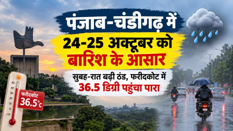 पंजाब में मौसम बदलेगा, 24 अक्टूबर से बारिश की संभावना; सुबह-रात बढ़ने लगी ठंड